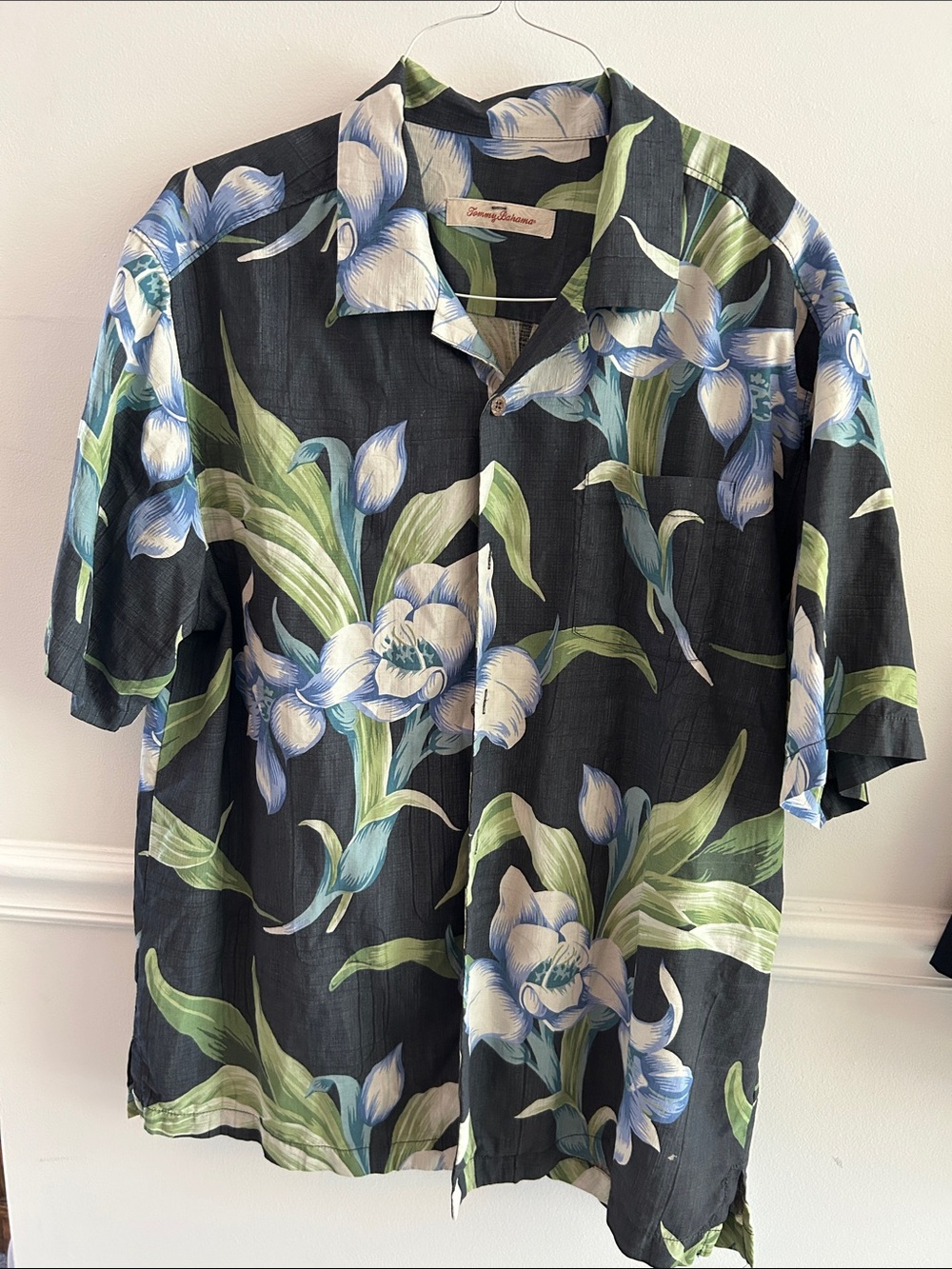 Tommy Bahama 100% silk Floral Short-Sleeve Shirt - Blue and Green